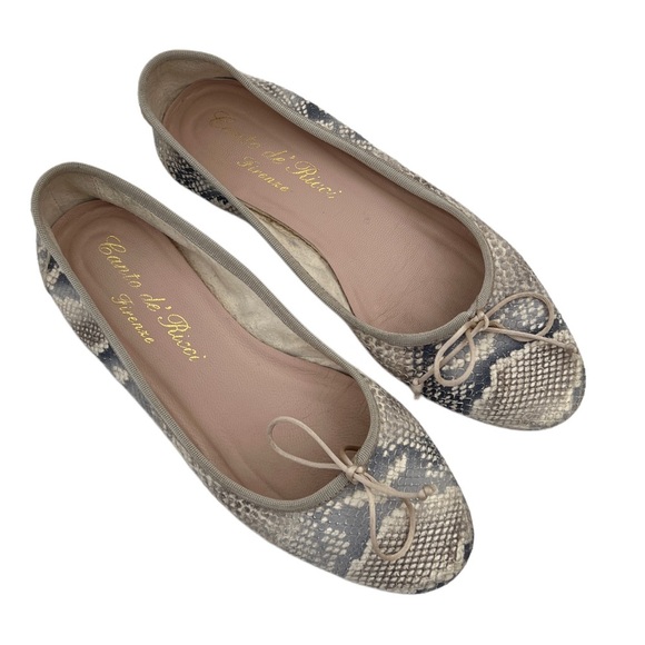 Canto de' Ricci Italy snake embossed genuine leather flat ballet shoes 39 8 - Picture 2 of 11